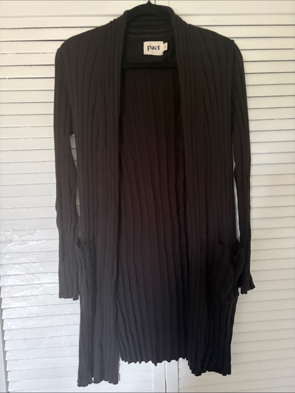 Pact Women's Long Ribbed Open Cardigan - Dark Brown